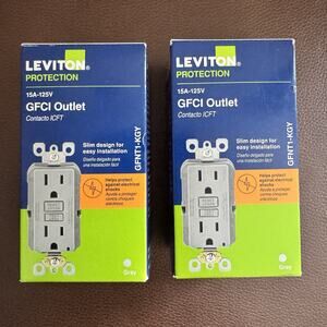 Leviton GFCI Outlet GFNT1-KGY Gray Lot Of 2